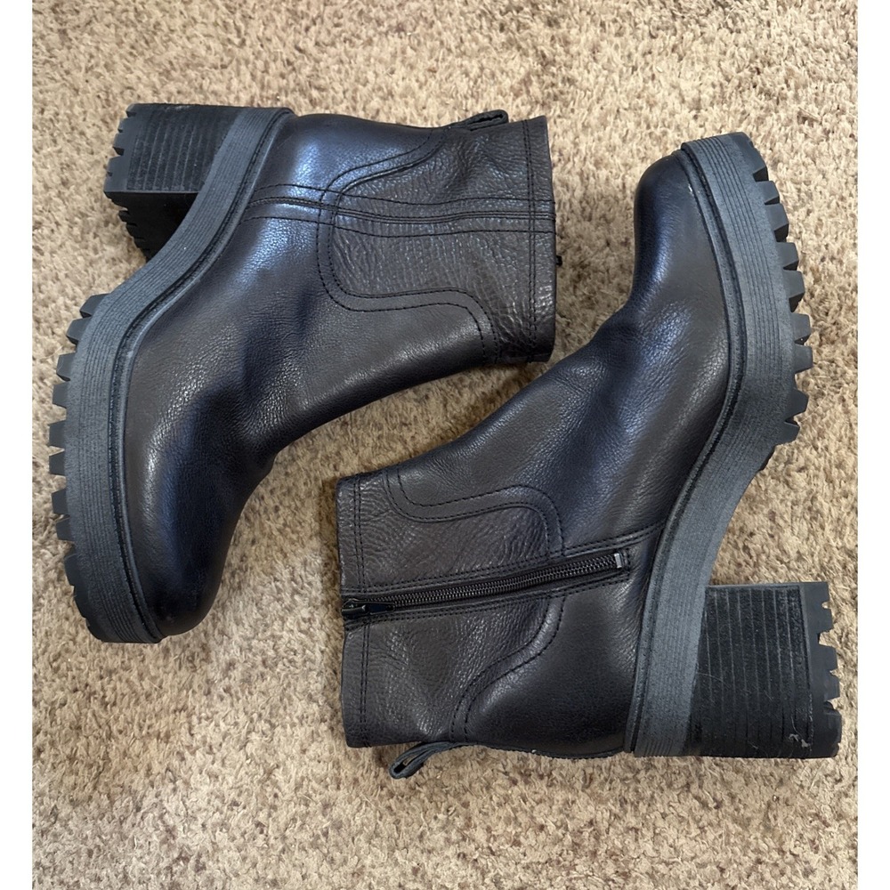 Zodiac Leather Short Boots Black Men's 11 M Grunge Gothic Side Zip Biker